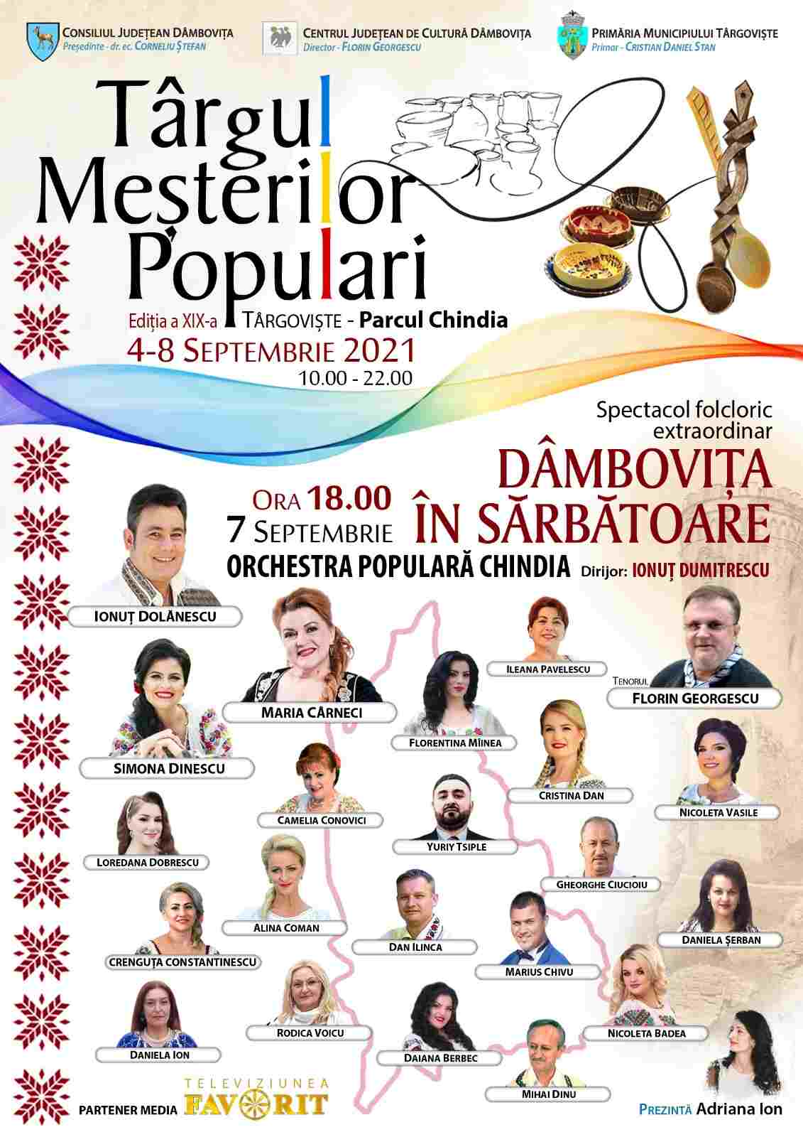  Consiliul Județean Dâmbovița în parteneriat cu Primăria Municipiului Târgoviște, organizează manifestări artistice și culturale, cu ocazia Zilelor Cetății Târgoviște