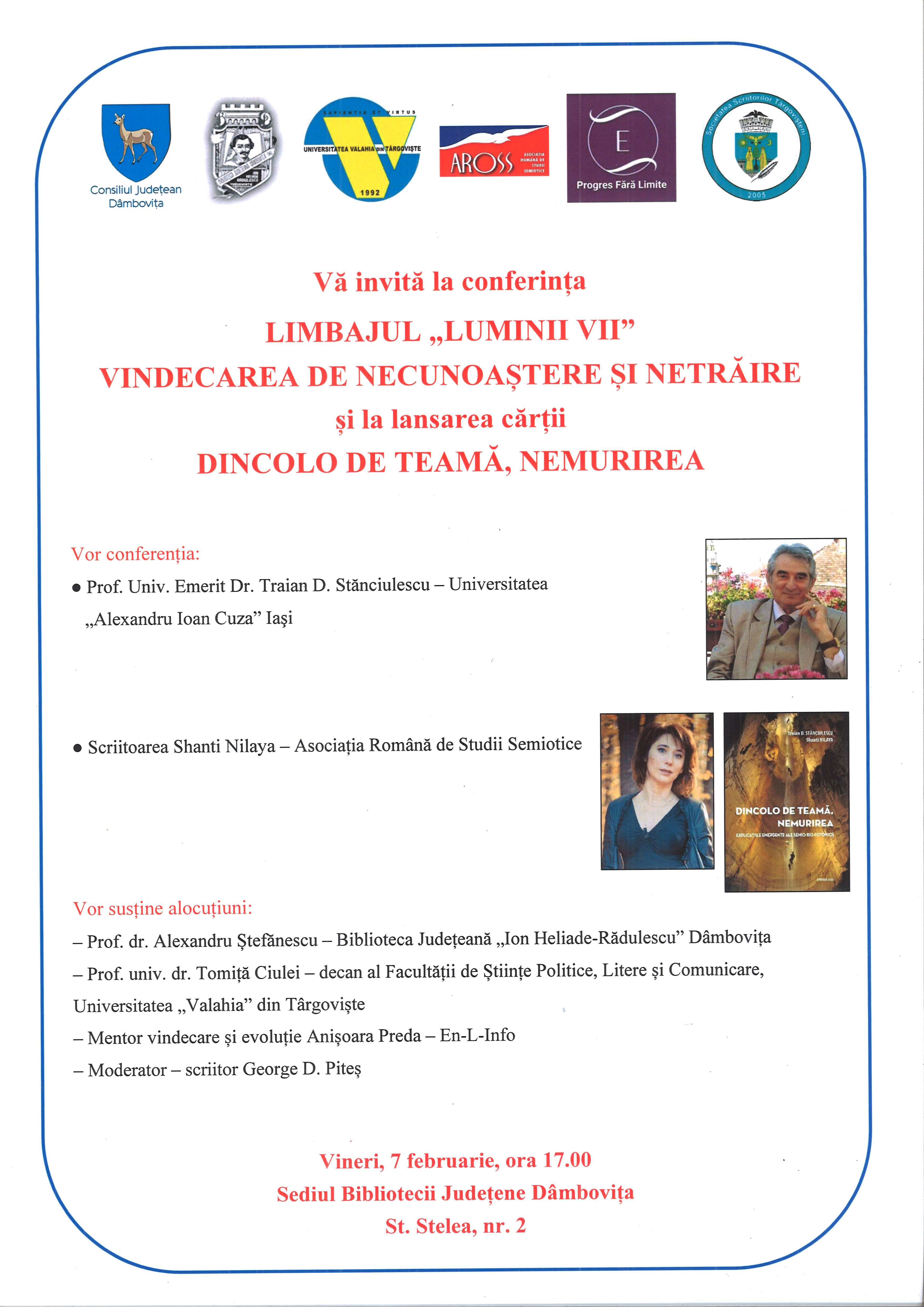  Lansare carte - Vineri, 7 februarie 2025, ora 17.00, Biblioteca Judeţeană „I. H. Rădulescu” Dâmboviţa